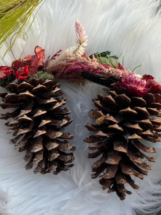 Dried Flower Pinecone ornament, rustic Christmas decor