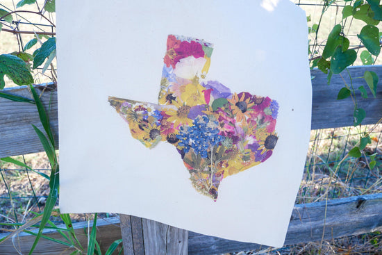 Pressed Flower Texas Tote Bag | Native Wildflower Collage Design | 100% Cotton Eco-Friendly Tote