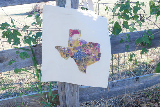 Pressed Flower Texas Tote Bag | Native Wildflower Collage Design | 100% Cotton Eco-Friendly Tote