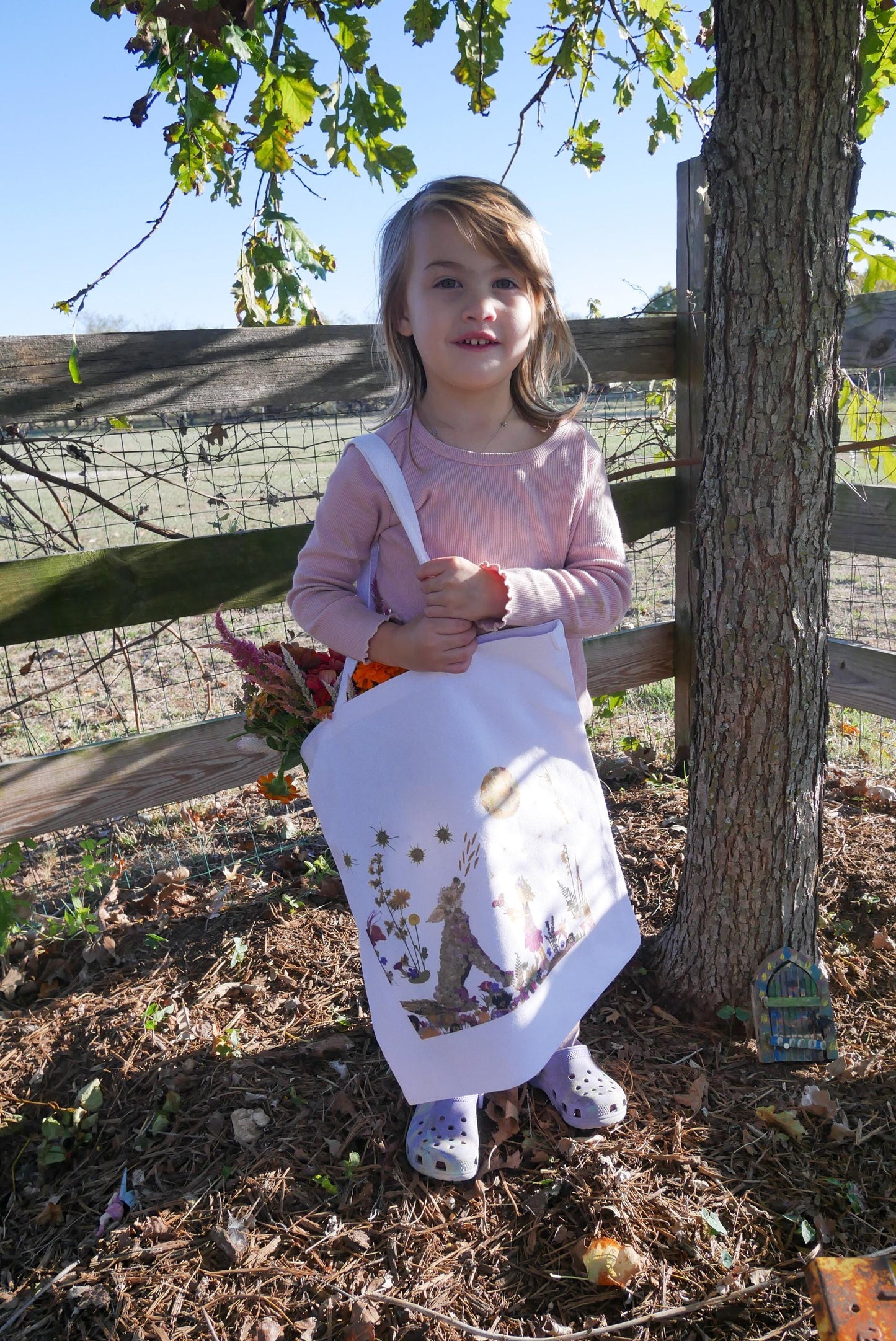 Pressed Flower heart Tote Bag | romantic nature botanical reusable bag