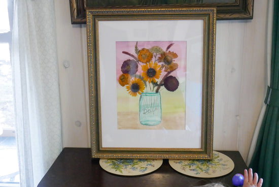 ORIGINAL Pressed flower Vase Art