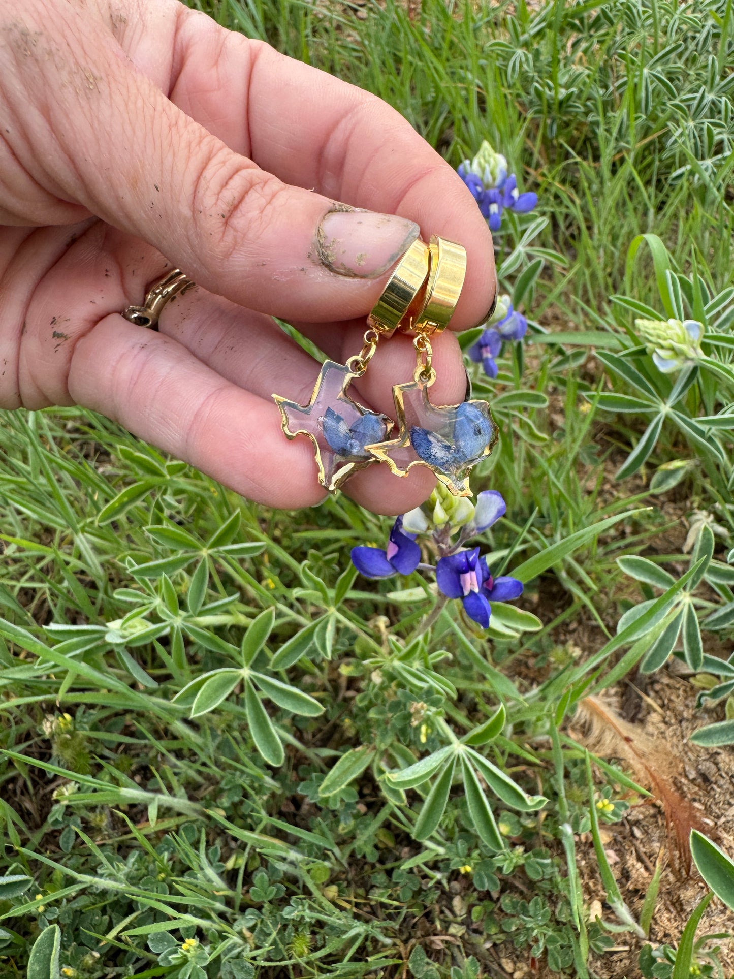 Texas bluebonnet huggy hoops