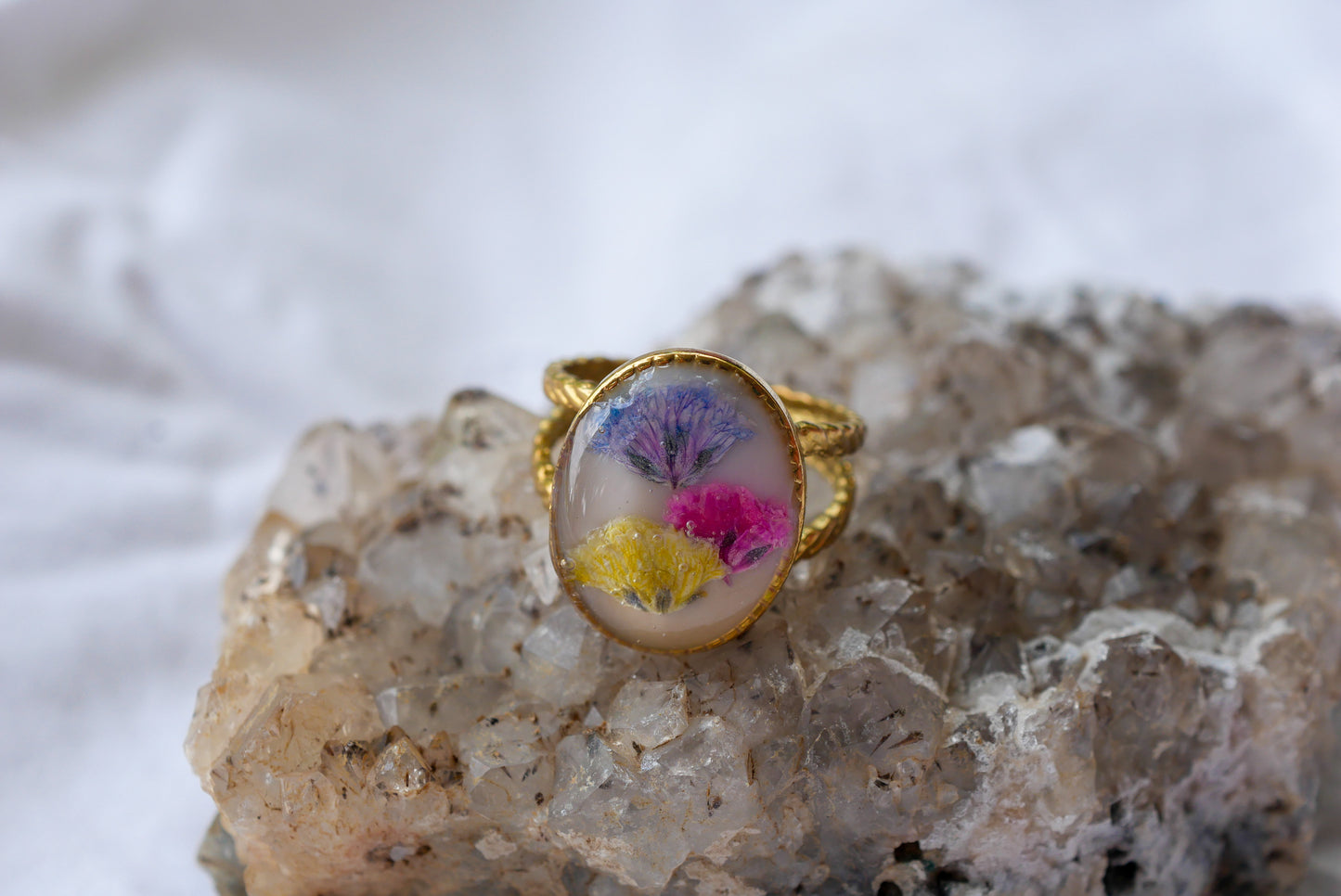 Adjustable Baby's Breath Ring Gold