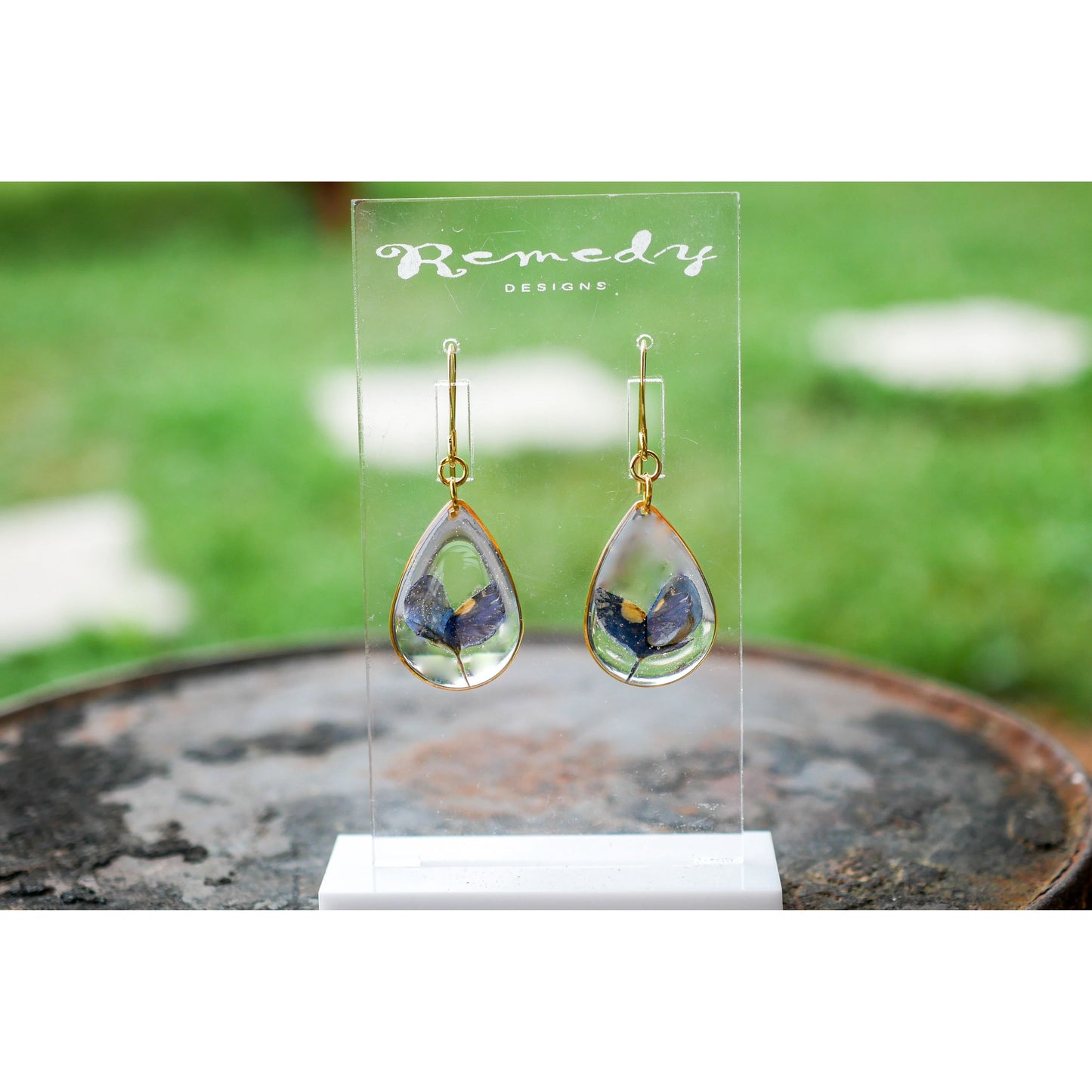 Texas Bluebonnet petal teardrop earrings