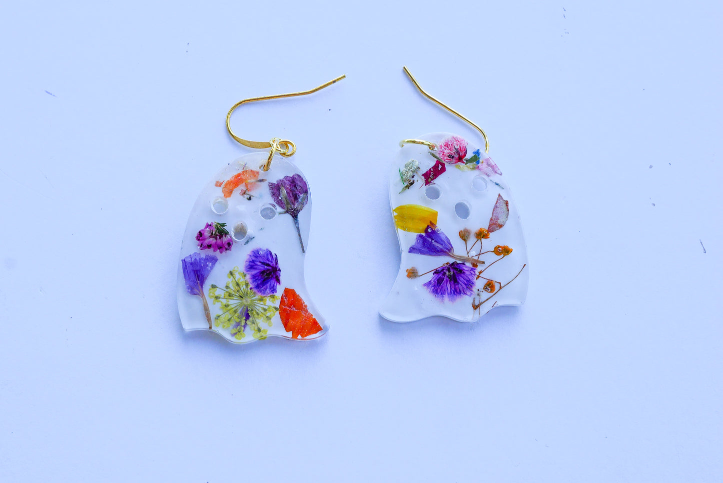 Pressed flower ghost earrings