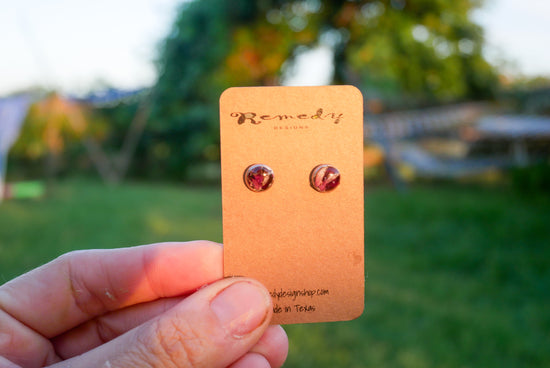 Real Birth Flower Stud Earrings – Tiny 6mm Gold or Silver Hypoallergenic Posts | Genuine Birth Month Flower Jewelry