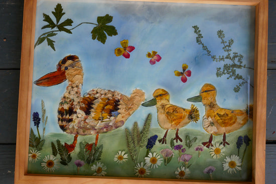 ORIGINAL Pressed flower Duck Art