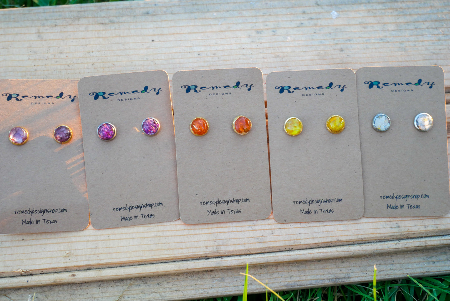 Real Birth Flower Stud Earrings – Tiny 6mm Gold or Silver Hypoallergenic Posts | Genuine Birth Month Flower Jewelry