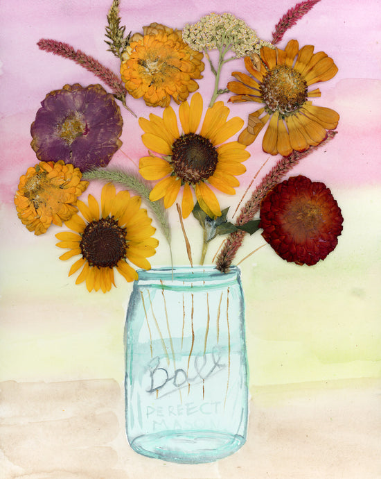 ORIGINAL Pressed flower Vase Art