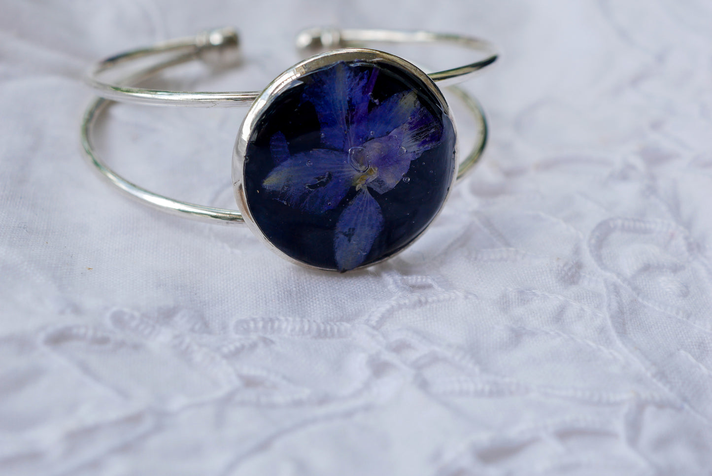 Adjustable Larkspur Bangle Bracelet