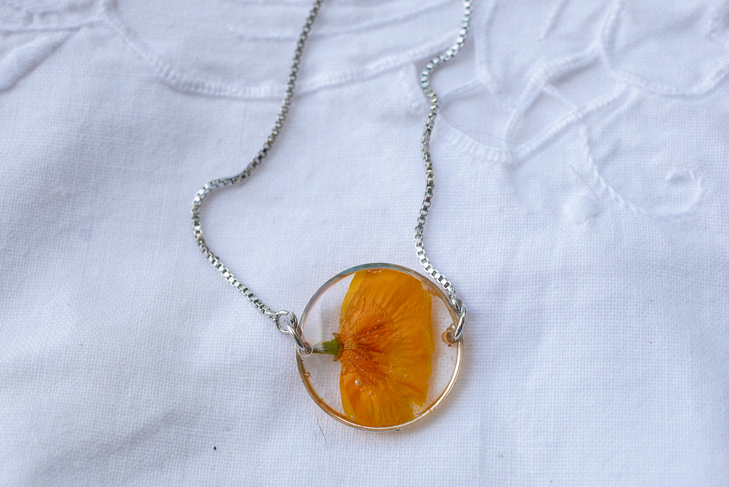 California Poppy Adjustable Bolo Bracelet – Real Pressed Flower Bracelet – Gold or Silver Stainless Steel