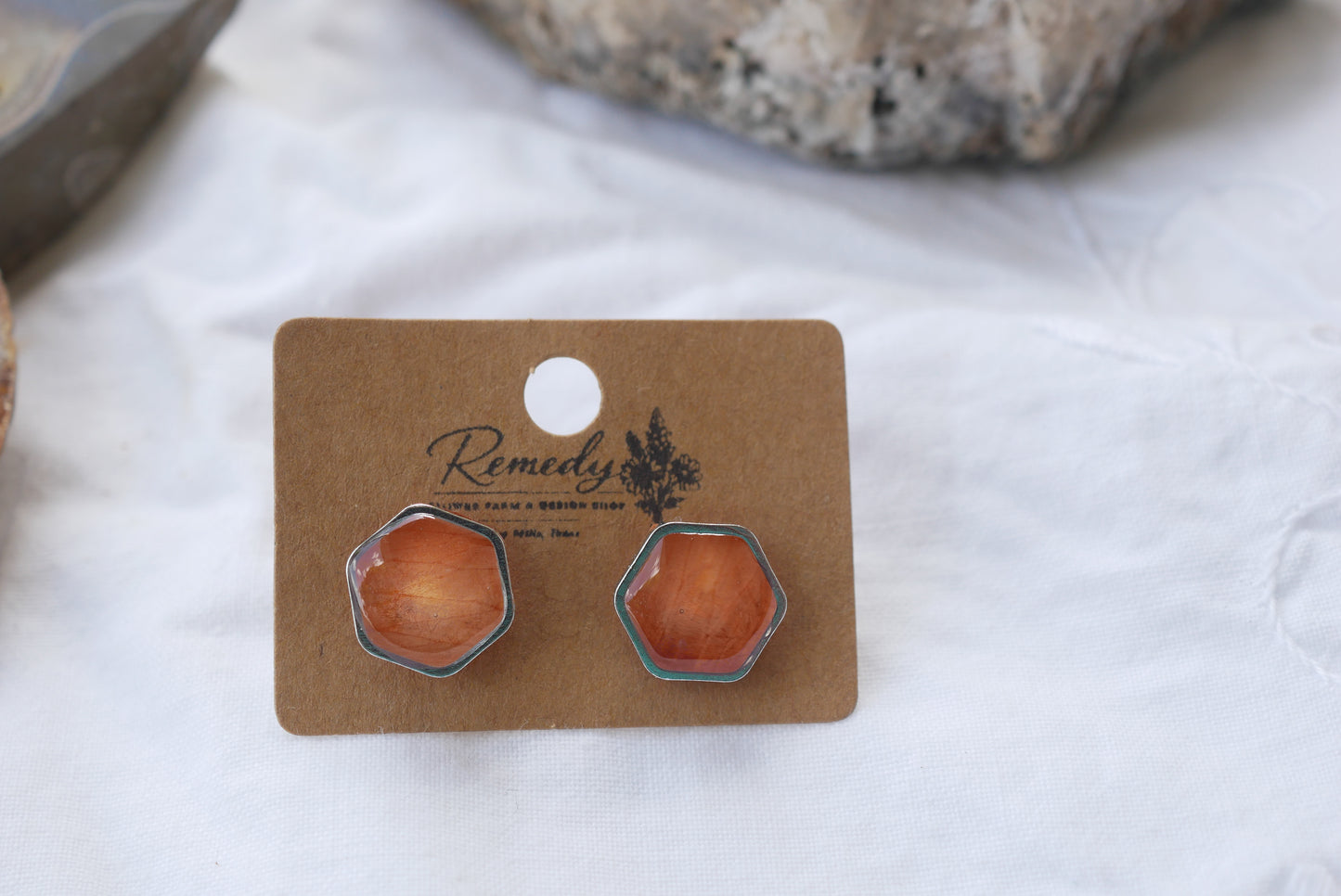 Orange lily petal studs