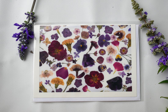 Pressed flower greeting card, farm flowers art print