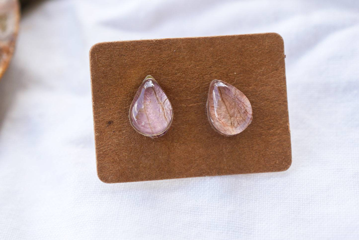 Tiny teardrop rose petal studs