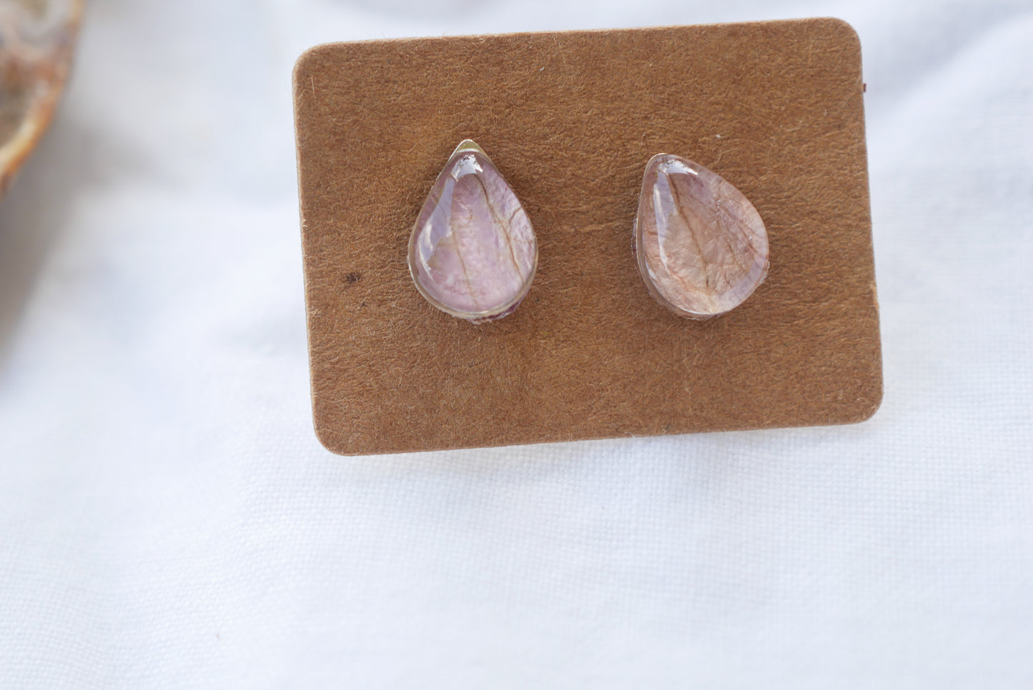 Tiny teardrop rose petal studs