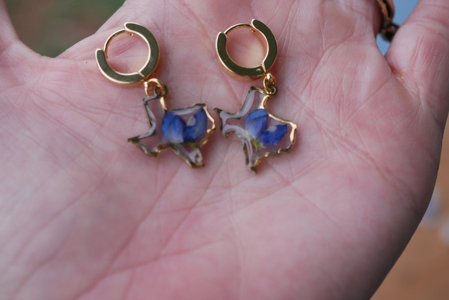 Texas bluebonnet huggy hoops