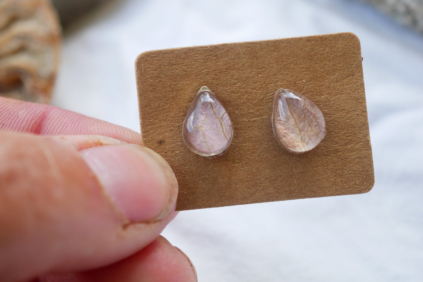 Tiny teardrop rose petal studs
