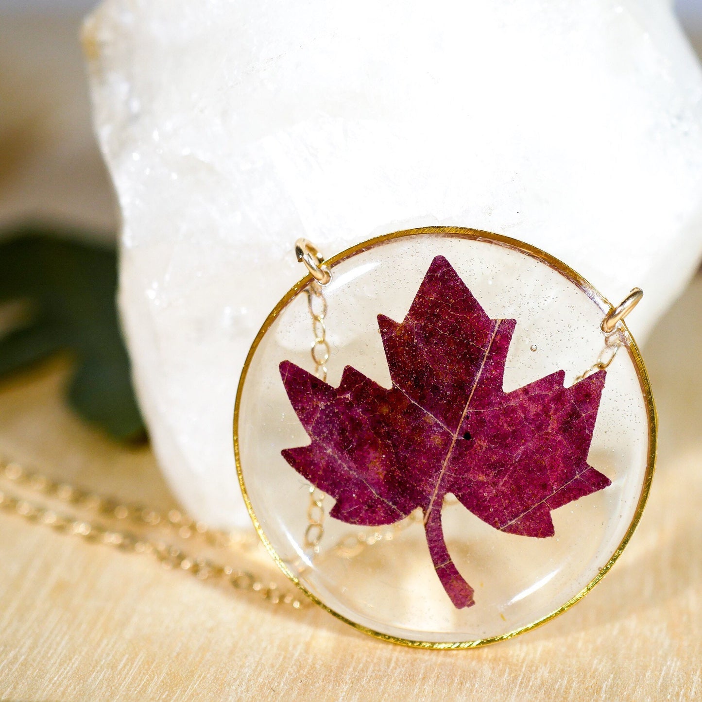 Pressed Maple Leaf Necklace, Pressed Autumn Leaf jewelry