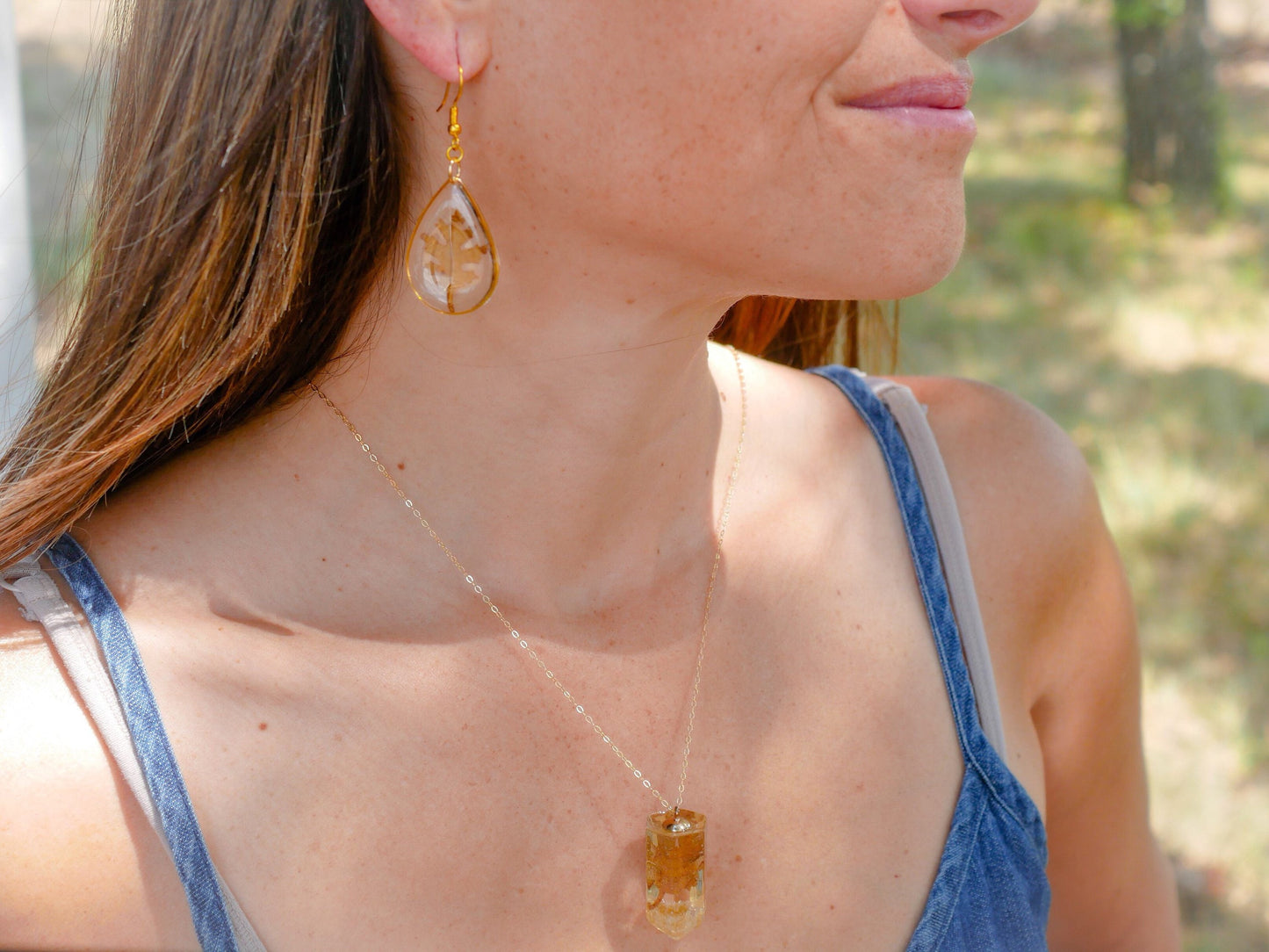 Oak Leaf Earrings: Rustic Fall Jewelry (Handmade Resin, Gold or Silver)