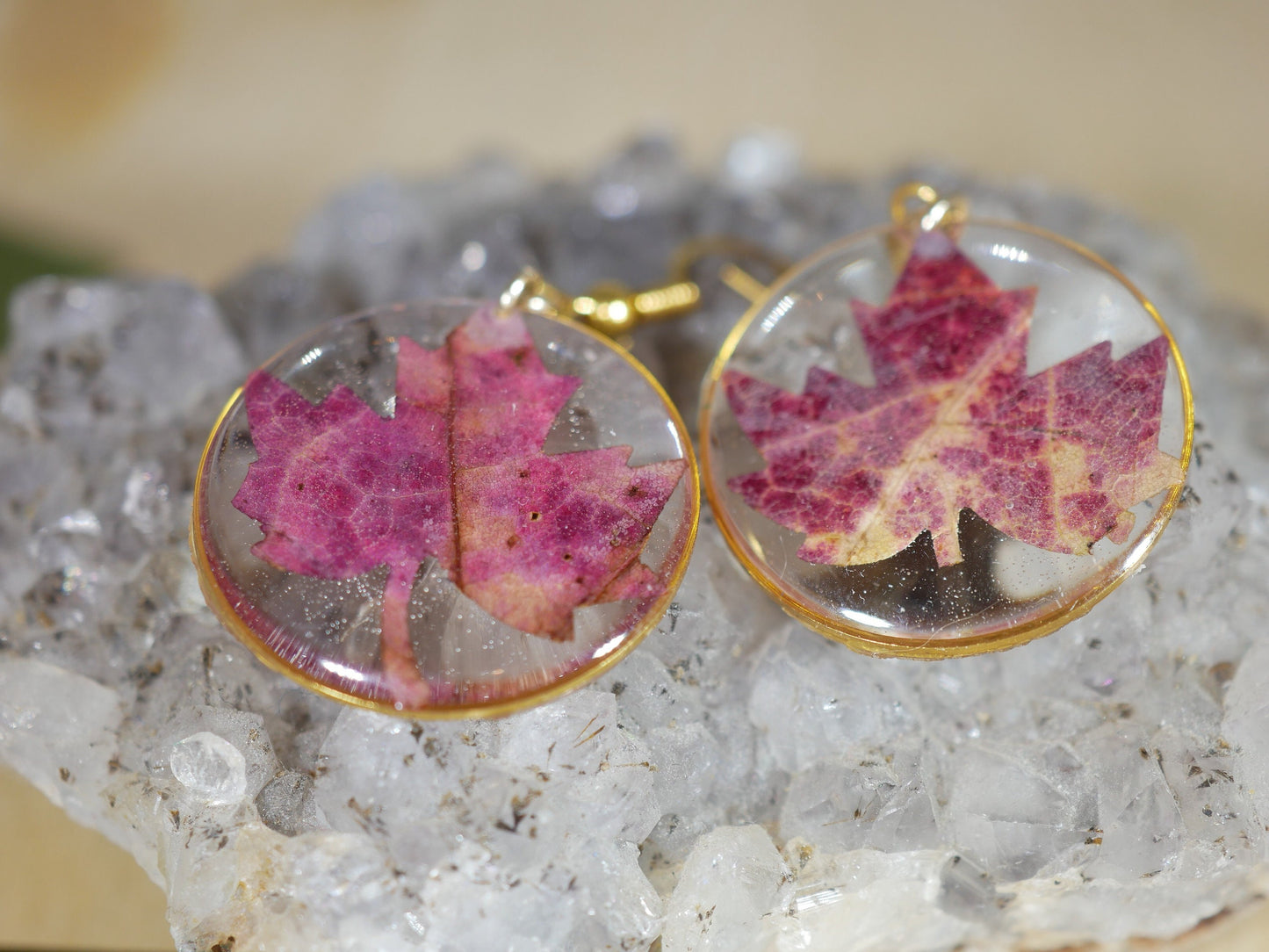 Maple Leaf Earrings: Dried Fall Leaves - Handmade Resin Jewelry