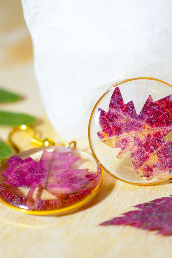 Real Maple Leaf earrings, Autumn Leaf dangles, Fall jewelry, Fall gift earrings, Pressed Leaf Resin jewelry, autumn jewelry