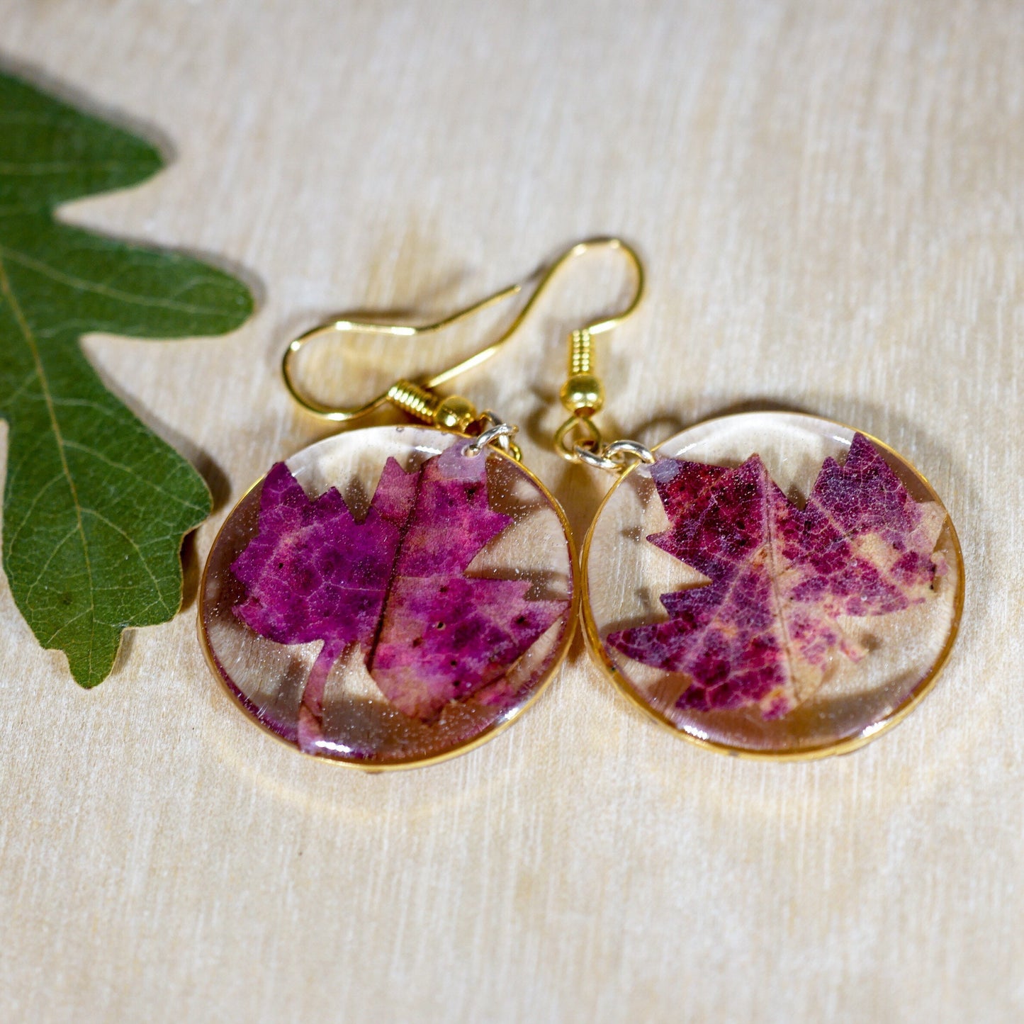 Maple Leaf Earrings: Dried Fall Leaves - Handmade Resin Jewelry