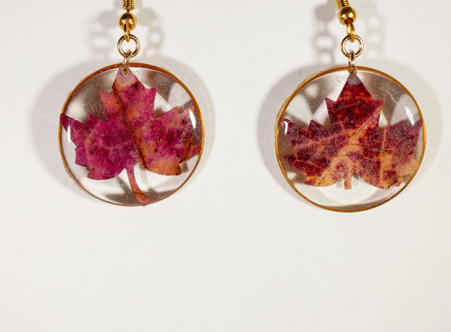 Maple Leaf Earrings: Dried Fall Leaves - Handmade Resin Jewelry
