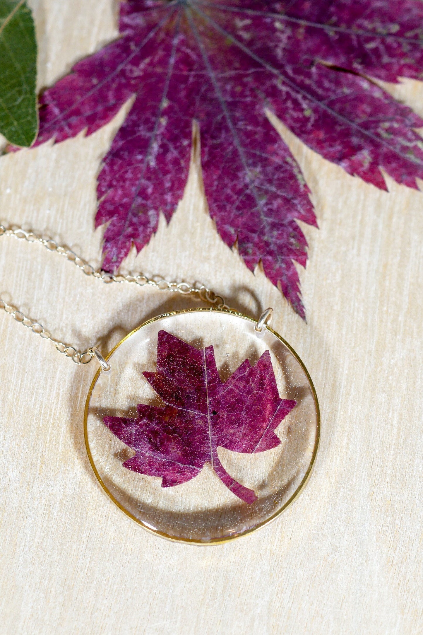 Pressed Maple Leaf Necklace, Pressed Autumn Leaf jewelry