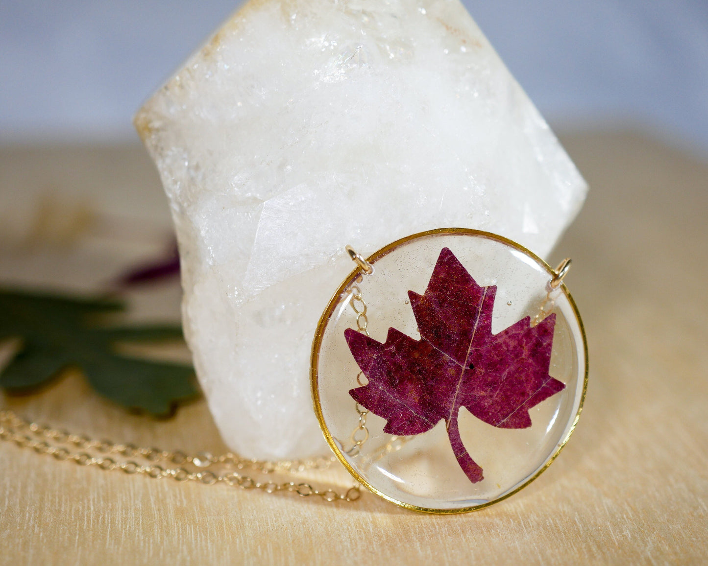 Pressed Maple Leaf Necklace, Pressed Autumn Leaf jewelry