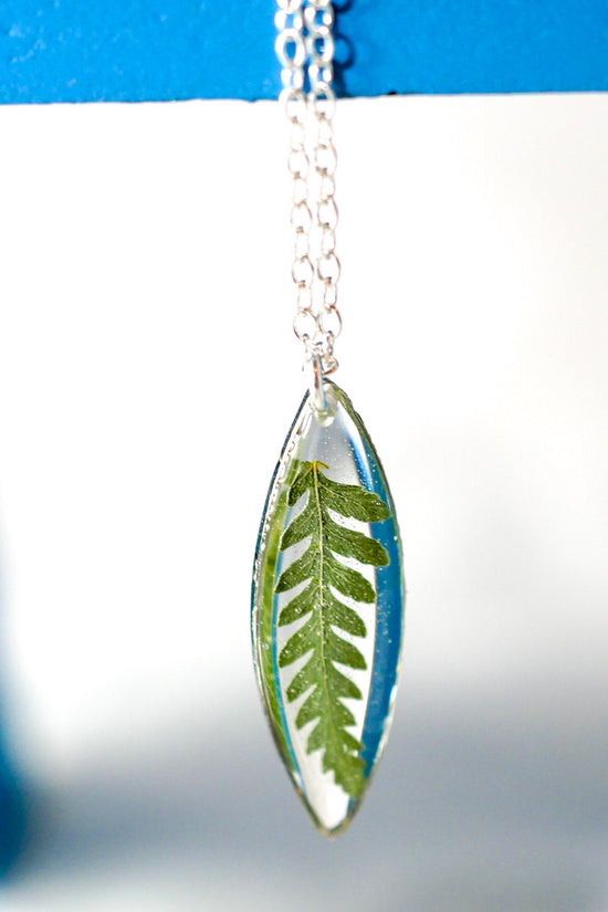 Tiny pressed Fern Necklace, Pressed fern jewelry, tiny hexagon fern, nature lovers necklace