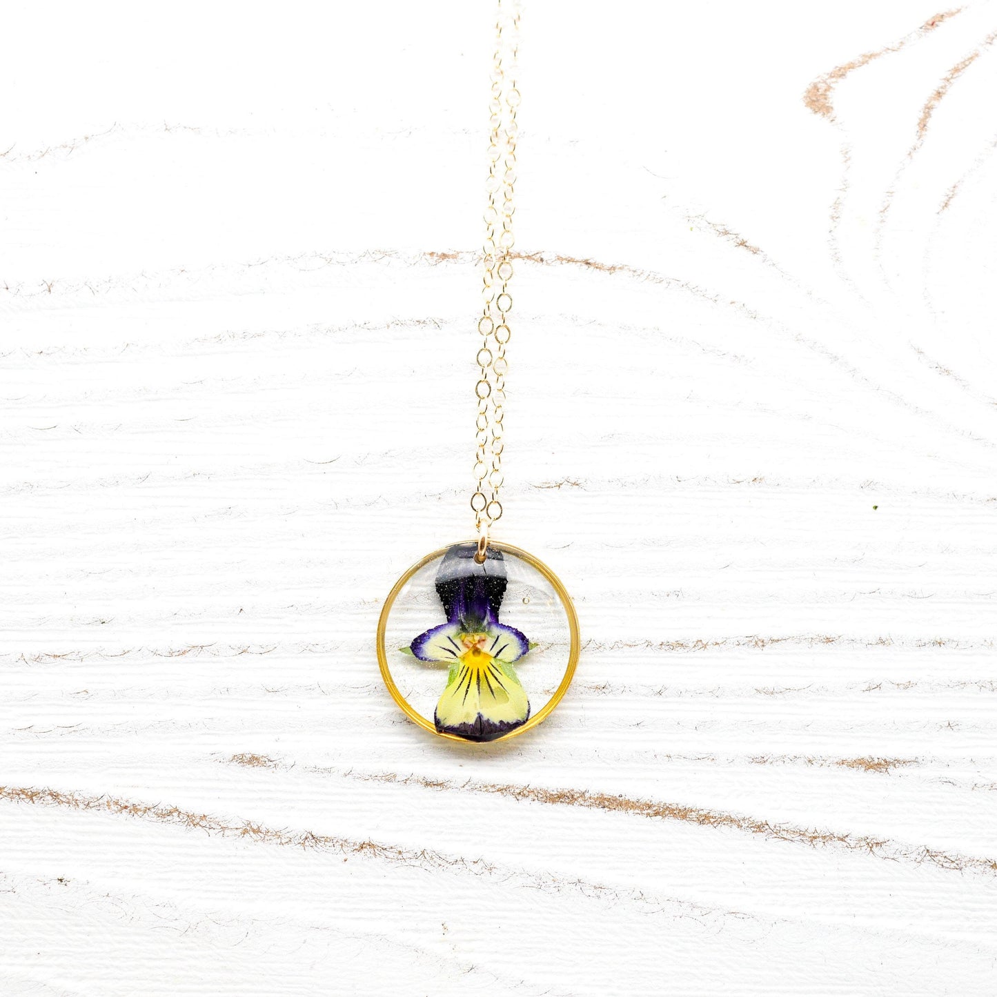 Pressed Pansy Necklace, Dainty pressed flower jewelry, Viola jewelry , February Birth Flower, violet necklace
