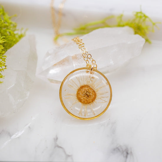 Pressed Daisy Necklace on Sterling or gold filled chain