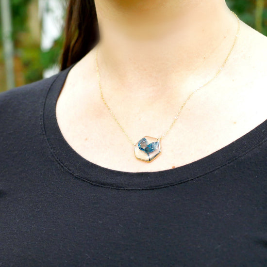 Texas Bluebonnet necklace, real bluebonnet jewelry, Texas bluebonnet gift, pressed flower jewelry, resin flowers, hexagon flower necklace