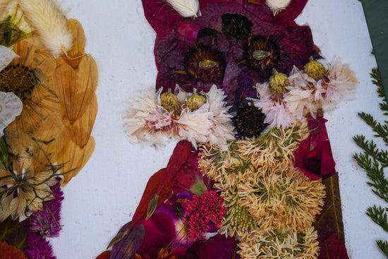Pressed flower fox art, whimsical flower fox art, real flower art PRINT, woodland nursery