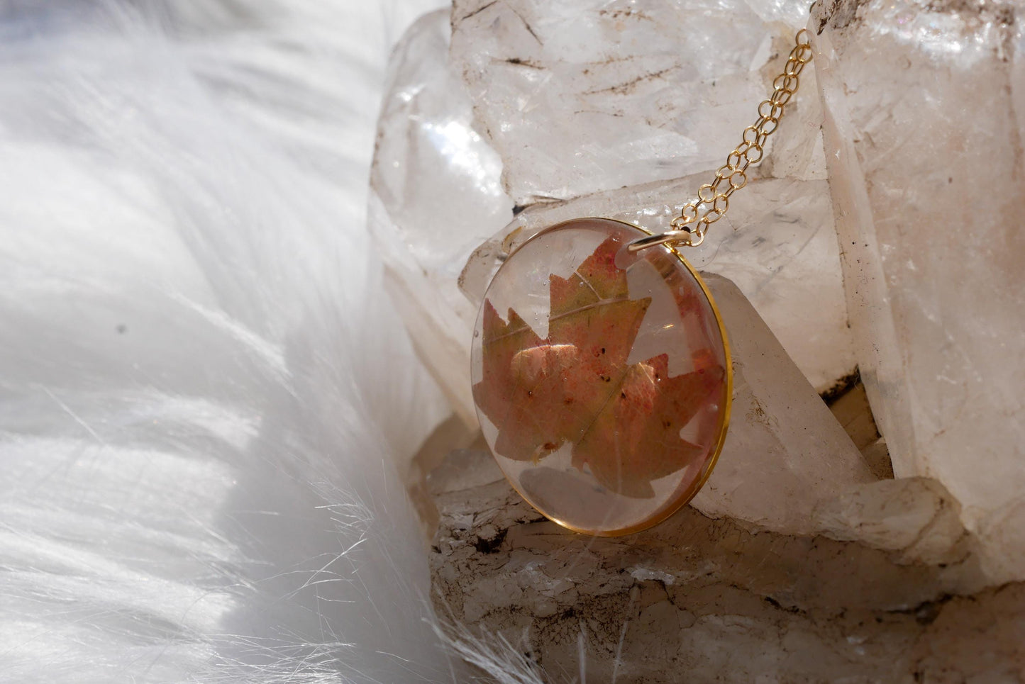 Pressed Maple Leaf Necklace, Pressed Autumn Leaf jewelry