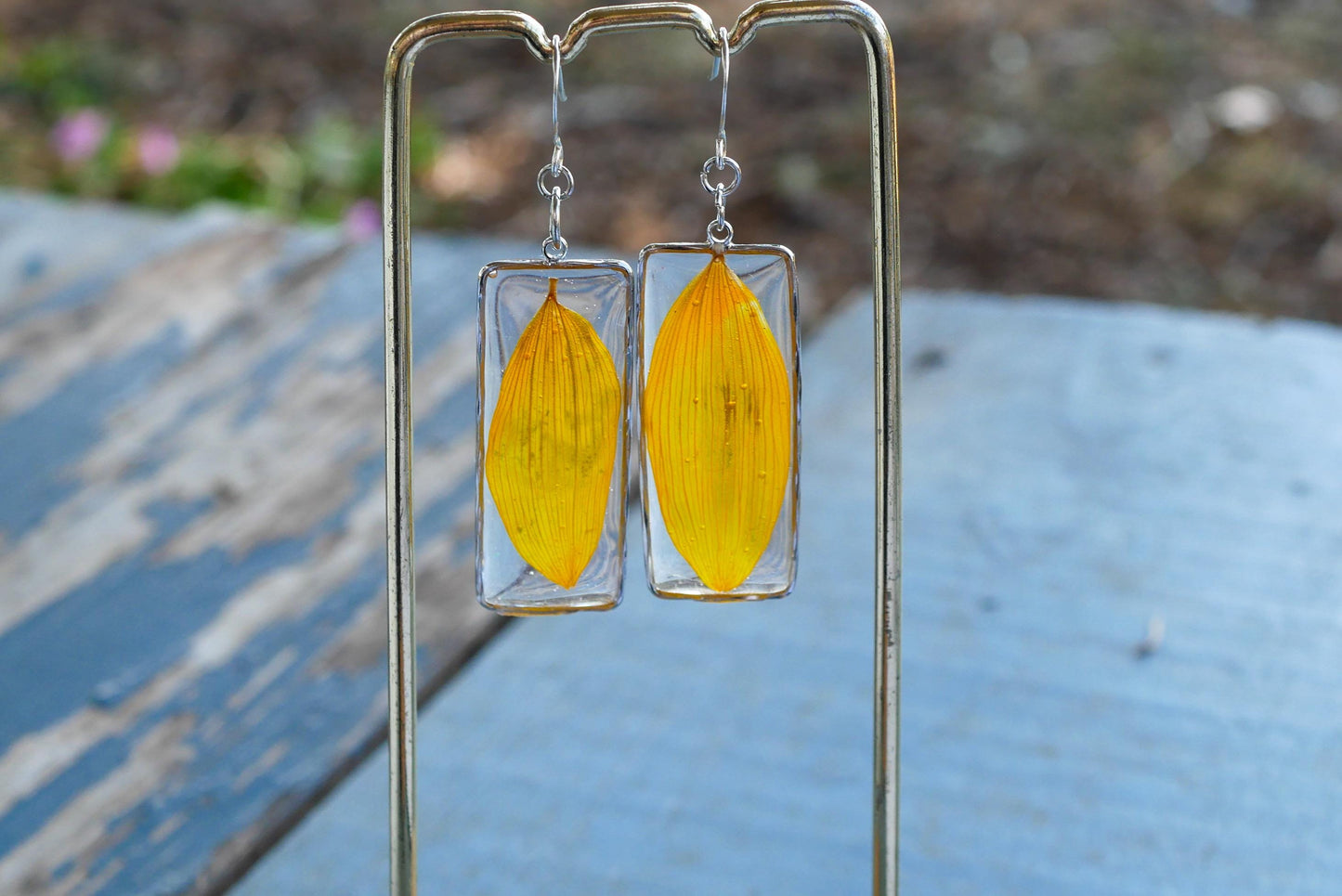 Pressed flower skeleton  earring for Halloween or dia de los muertos