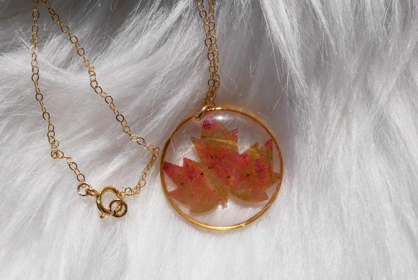 Pressed Maple Leaf Necklace, Pressed Autumn Leaf jewelry