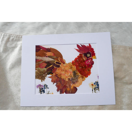 Pressed flower rooster print