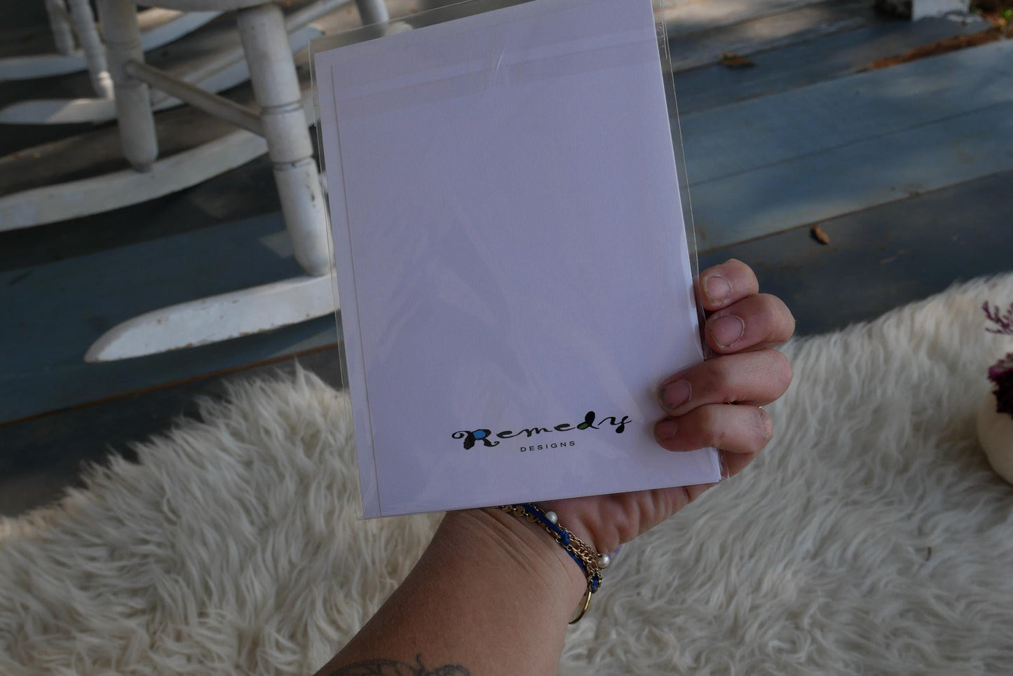 Mouse with Butterfly Kite Print: Pressed Flower Art (Blank Card)