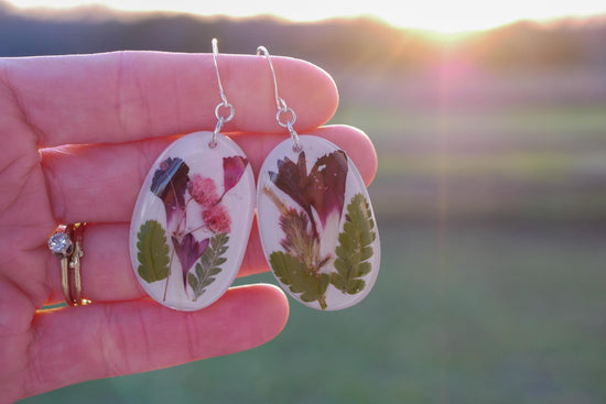 Customizable Miniature Forever flower bouquet Earrings – Pressed Farm-Grown Flowers