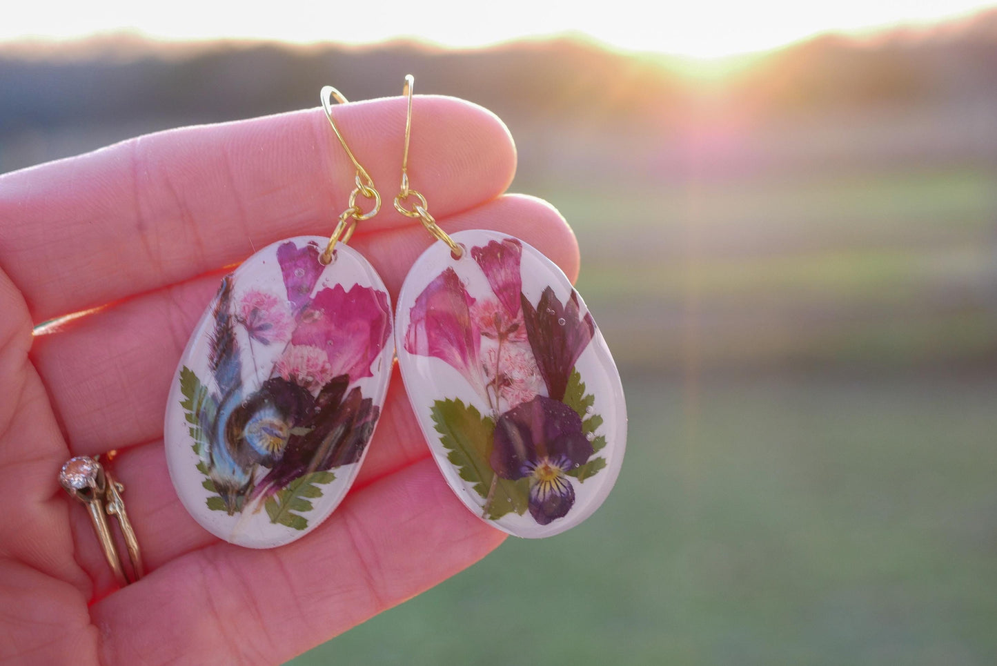 Customizable Miniature Forever flower bouquet Earrings – Pressed Farm-Grown Flowers