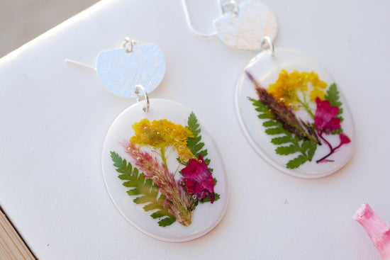 Customizable Miniature Forever flower bouquet Earrings – Pressed Farm-Grown Flowers