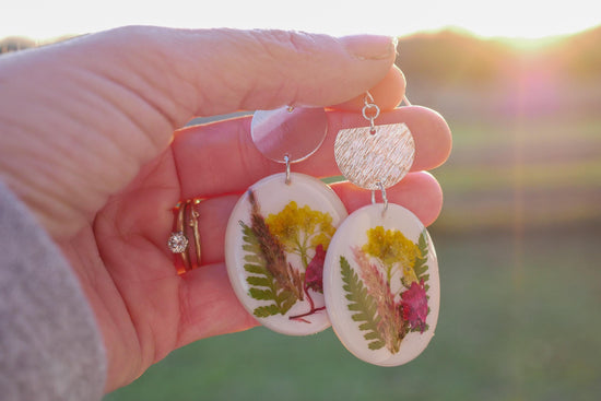 Customizable Miniature Forever flower bouquet Earrings – Pressed Farm-Grown Flowers