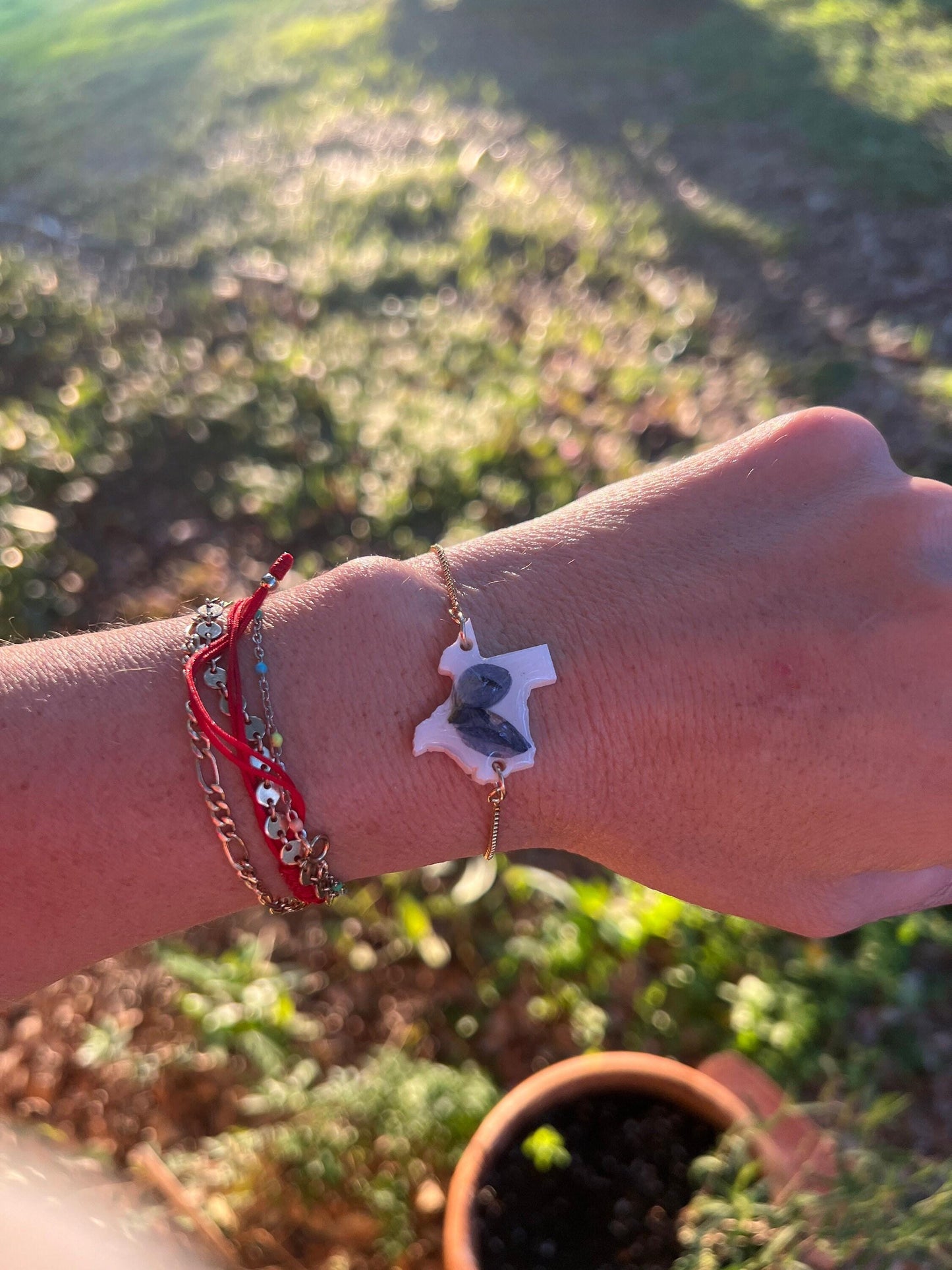 Texas bluebonnet bracelet, real bluebonnet jewelry, pressed bluebonnet texas adjustable bolo bracelet in gold or silver