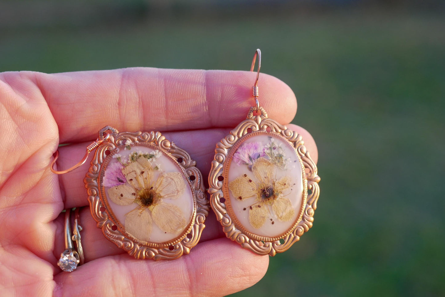 Customizable ornate vintage  flower bouquet Earrings – vintage copper earrings, ornate style