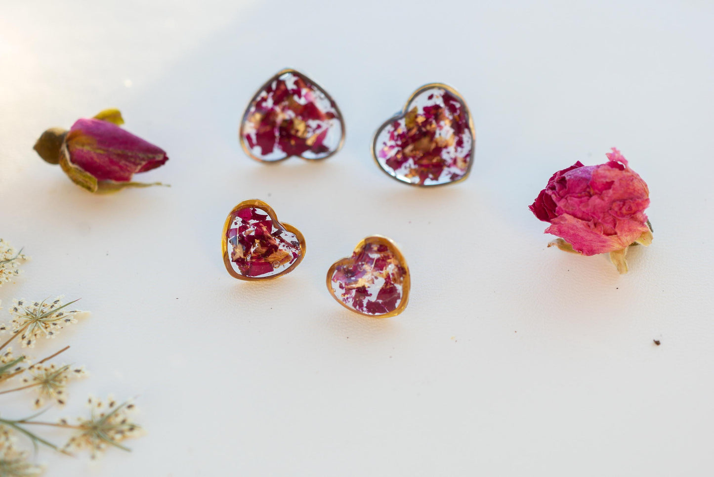 Stainless Steel Rose Petal Heart Earrings – Dainty, Romantic, and Lightweight