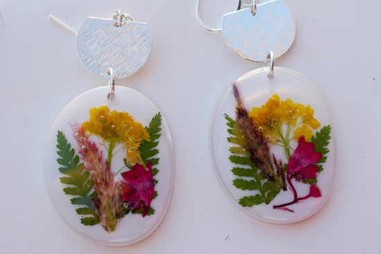 Customizable Miniature Forever flower bouquet Earrings – Pressed Farm-Grown Flowers