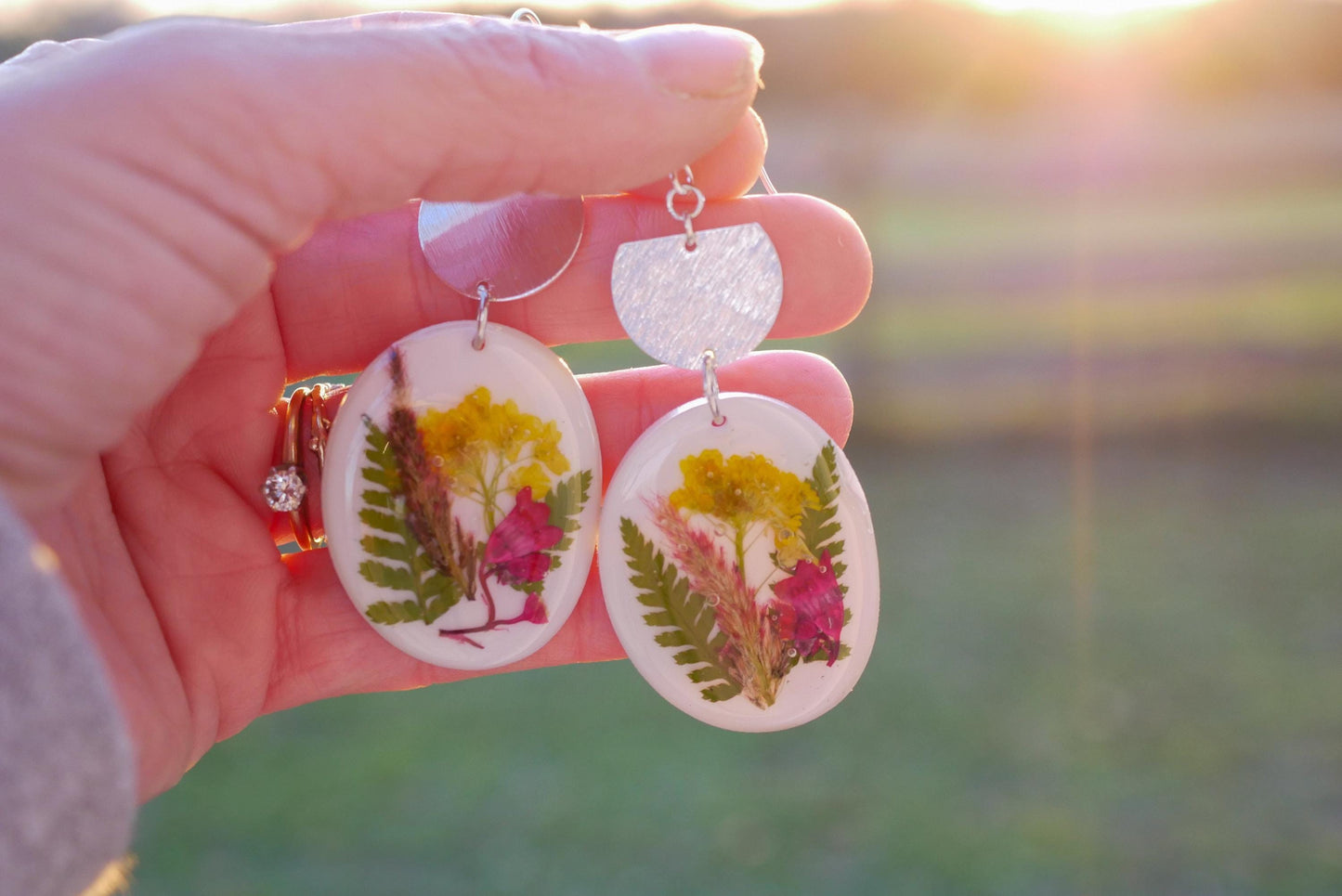 Customizable Miniature Forever flower bouquet Earrings – Pressed Farm-Grown Flowers