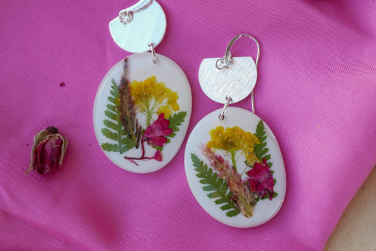 Customizable Miniature Forever flower bouquet Earrings – Pressed Farm-Grown Flowers