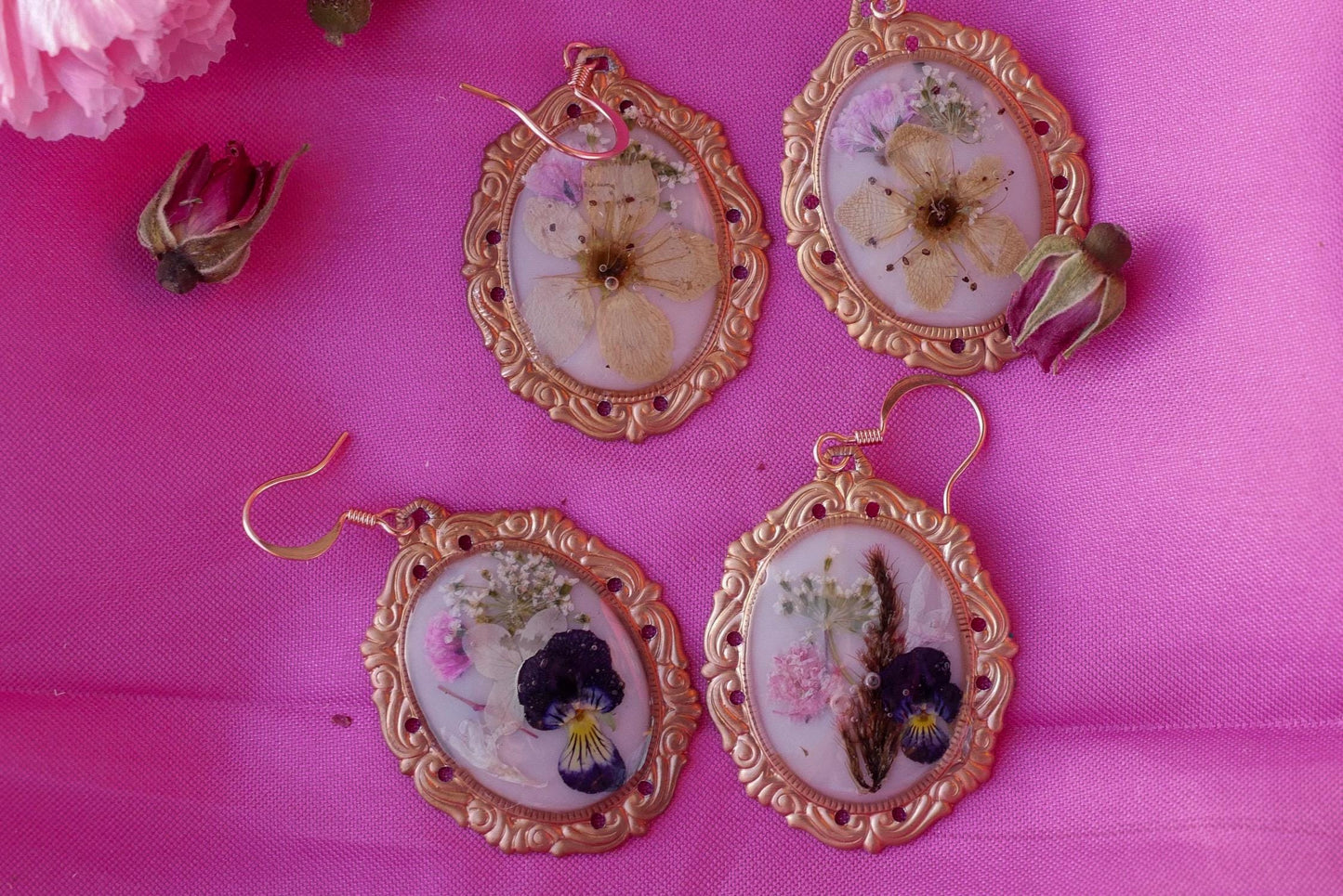 Customizable ornate vintage  flower bouquet Earrings – vintage copper earrings, ornate style